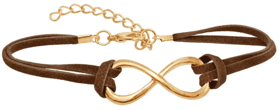 Gold Infinity Brown Leather Bracelet